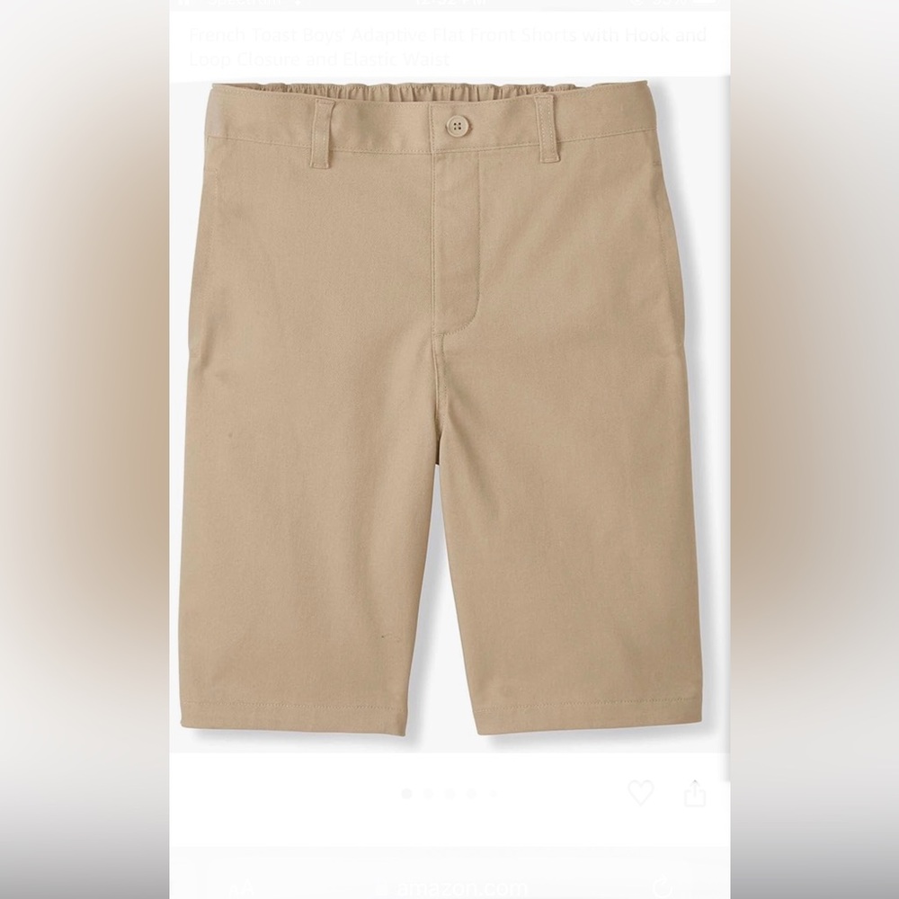 French Toast Boys' Adaptive Flat Front elastic waist khaki Shorts size 18 Short